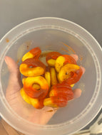 Sweet and tangy Chamoy ￼ Peach rings