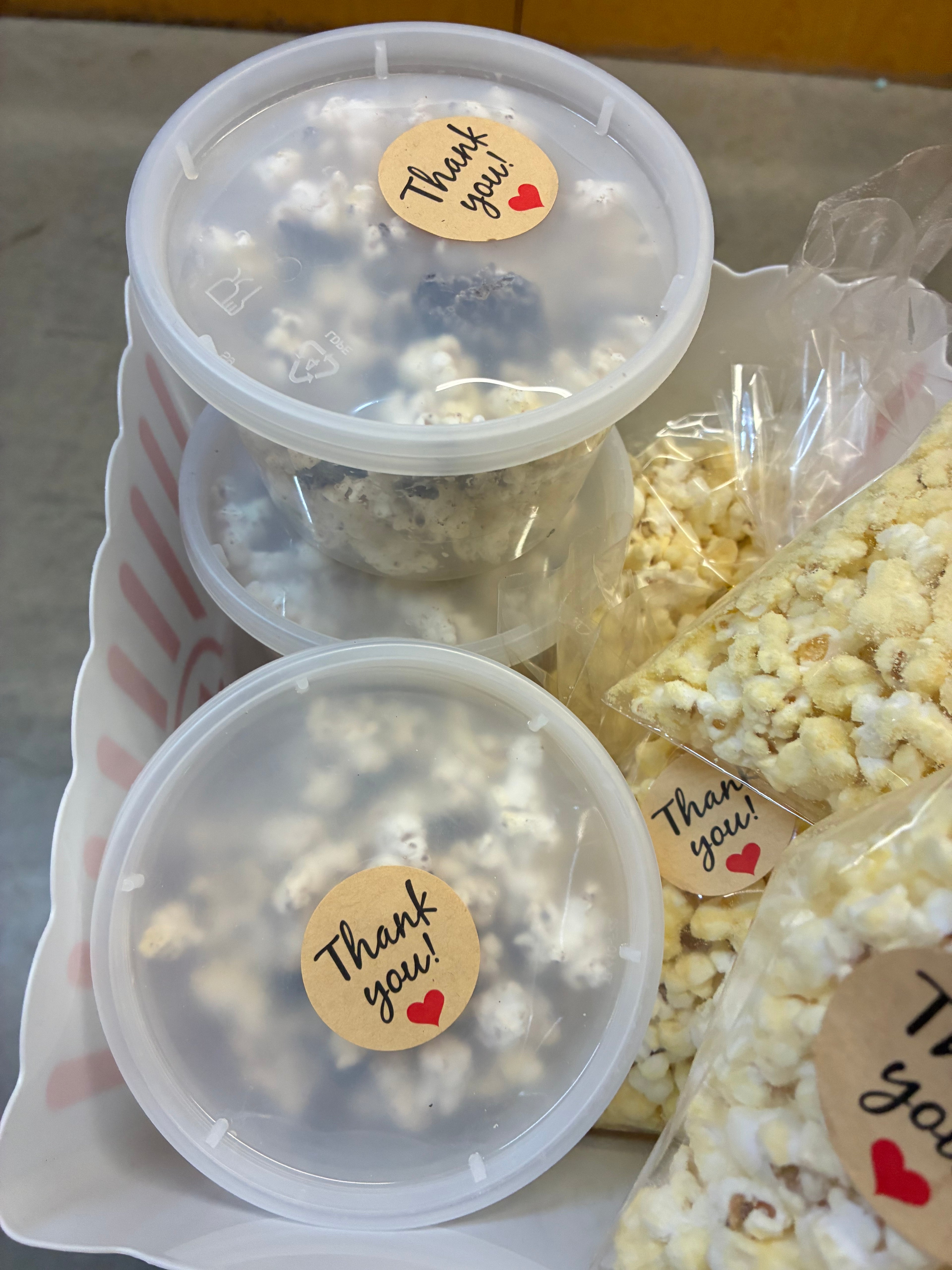 White chocolate Oreo, popcorn ￼