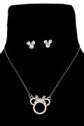 Bow Bling Link Chain Necklace and Earring Set