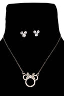 Bow Bling Link Chain Necklace and Earring Set