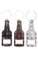 Flower Monogram Bottle Shaped Bottle Opener Key Chain